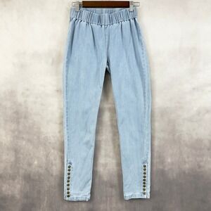 Soft Surroundings Metro Pale Denim Jeans XS Legging Stretch Snap Pull On 2AW44